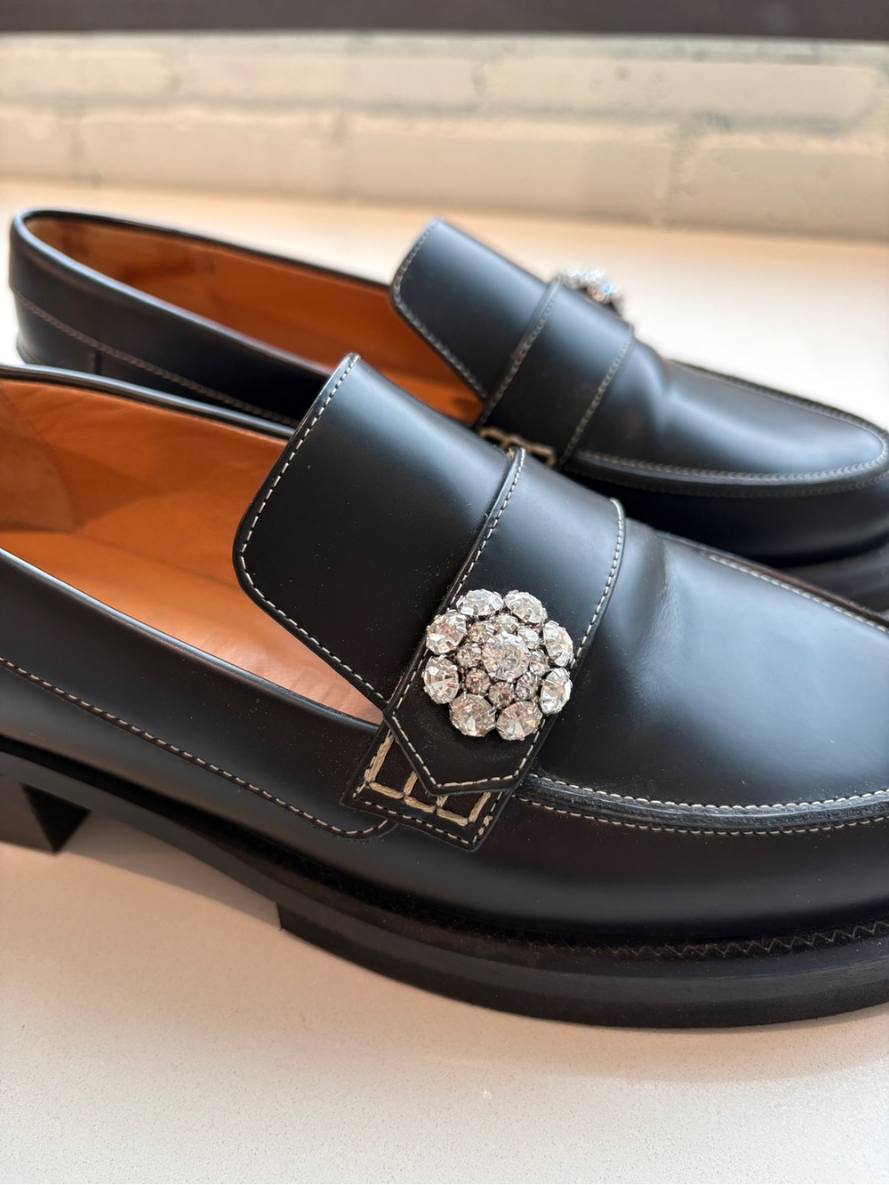 GANNI Black Loafer with Crystal Detail - Picture 5 of 5
